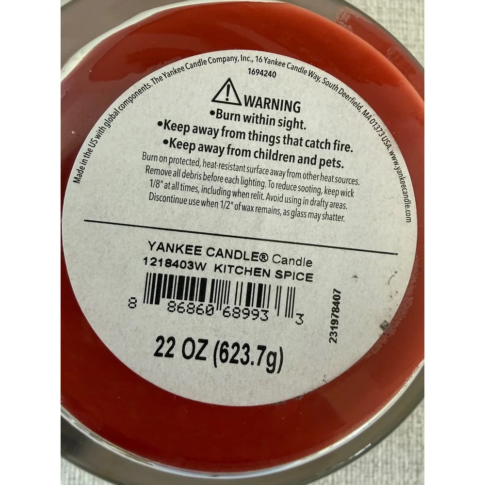 New‎ Yankee Candle KITCHEN SPICE Large 2-Wick Tumbler 22 Oz Red Brown Wax